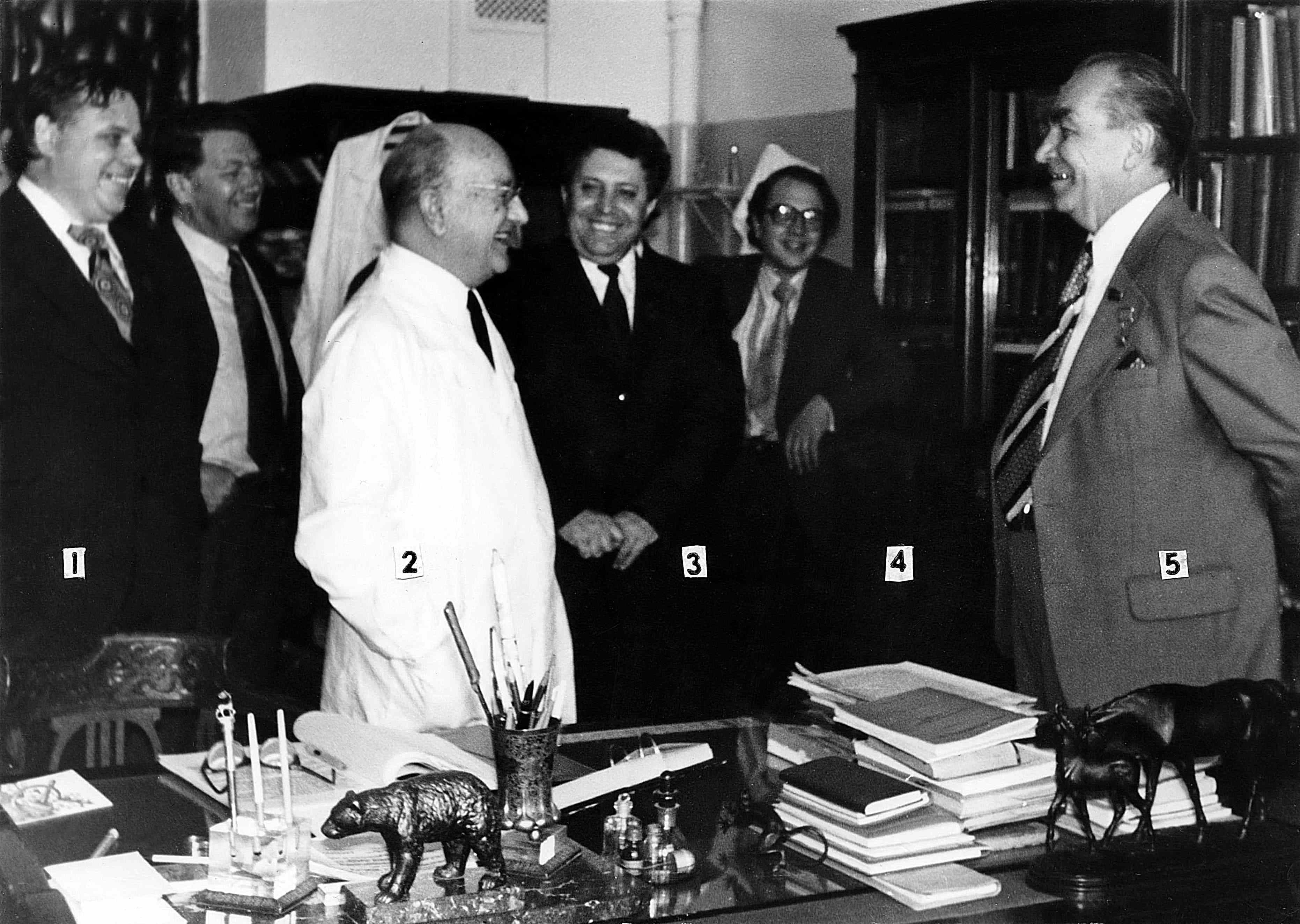 I.V. Toroptsev with the delegation (A.I. Potapov, I.V. Toroptsev, P.Ya. Slezko, N.N. Blokhin) during the cancer center opening days (1979)